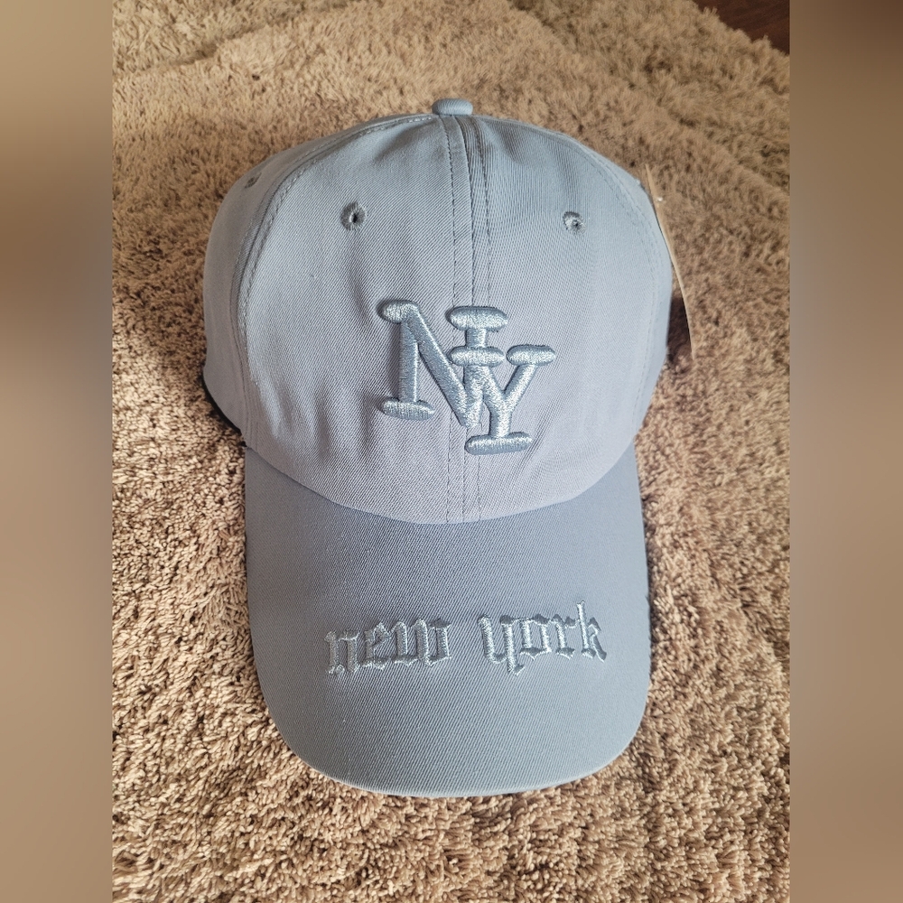 Gray Embroidered NY Baseball Hat